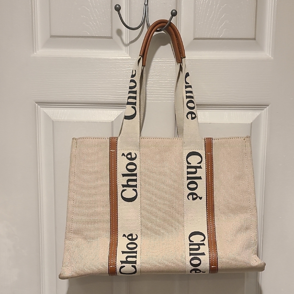 Gently Loved  Canvas Tote Bag with Brown Accents